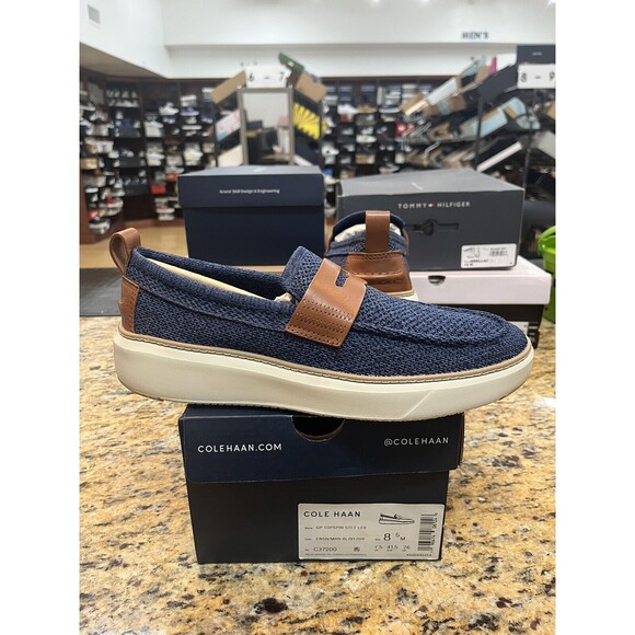 Cole Haan Men GrandPrø Topspin Stitchlite Penny Loafer Blue/British Tan Size 8.5